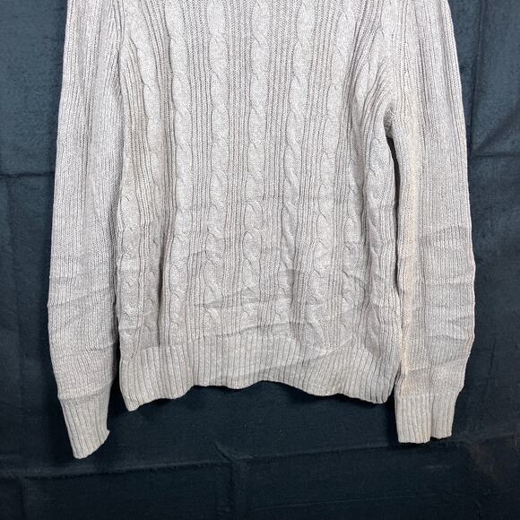 Express Womens Sweater Brown Cable Knitted Mock Neck Long Sleeve Tunic Large - Picture 3 of 12